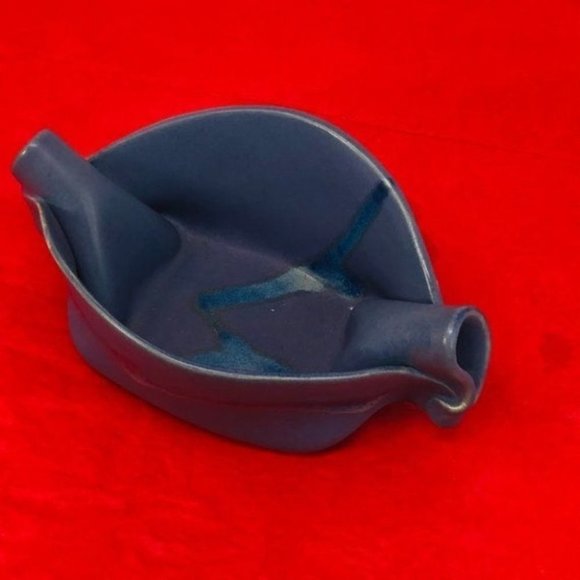 Nancy Hilborn's Sculpture Bowl Pinched Abstract Periwinkle Glaze Bowl - Picture 5 of 7
